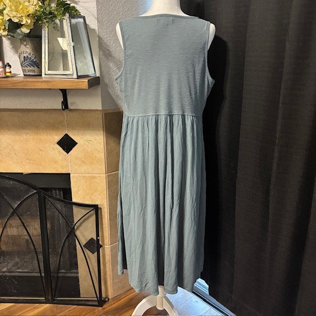 Frye Blue Midi Dress – Scoop Neck Button Front Casual Summer Boho – Women’s XL