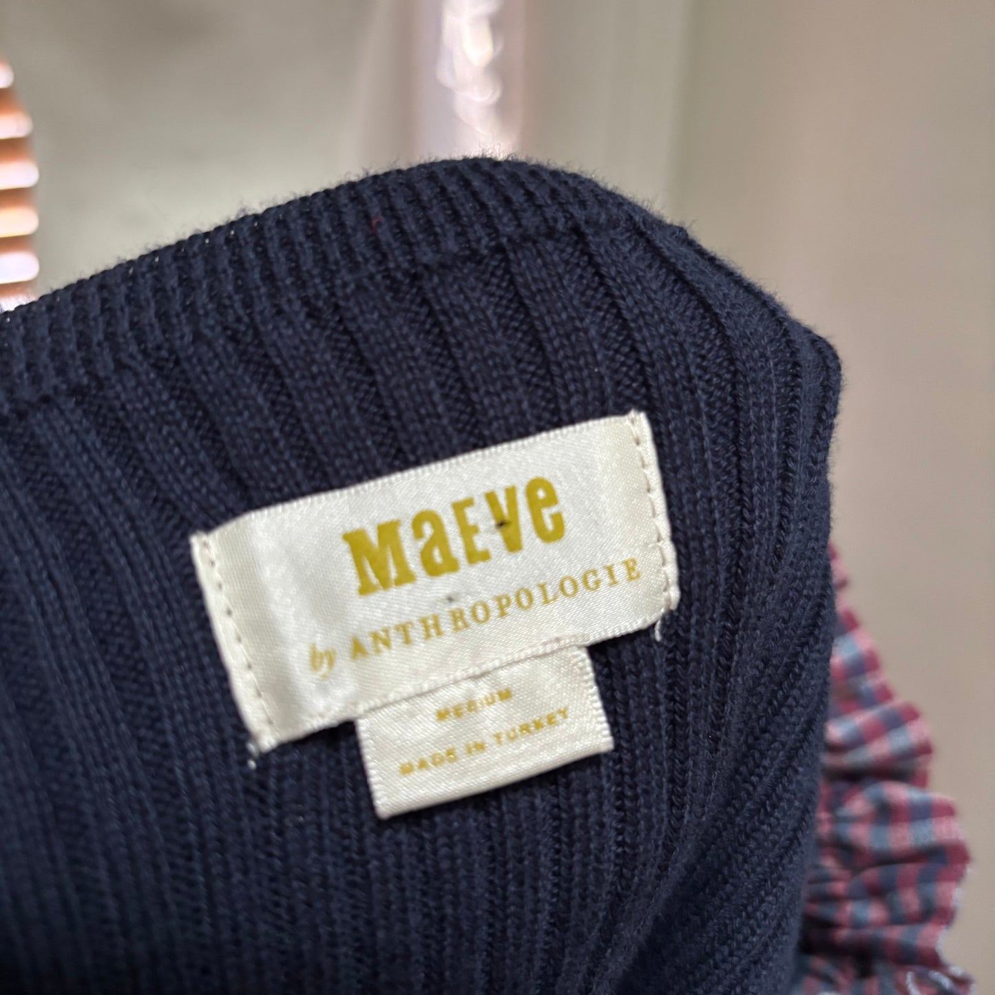 Maeve by Anthropologie Plaid Puff Sleeve Sweater Dress – Size Medium