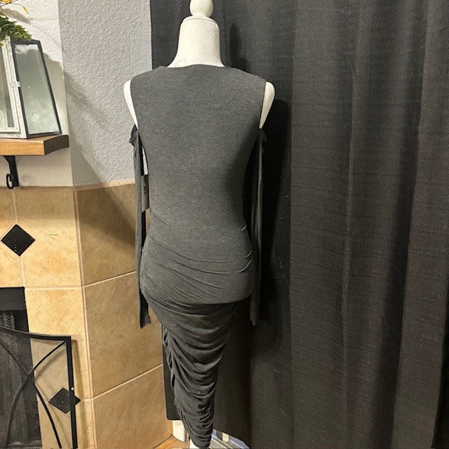 Bailey 44 Gray Ruched Bodycon Stretch Dress – Long Sleeve Size M (NWT)