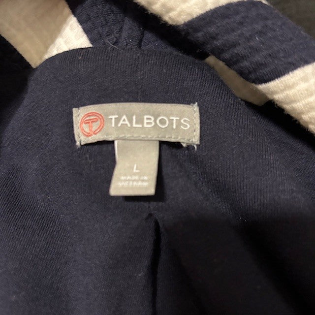 Talbots Women’s Striped Zip-Up Blazer – Navy & White Nautical Jacket Size L