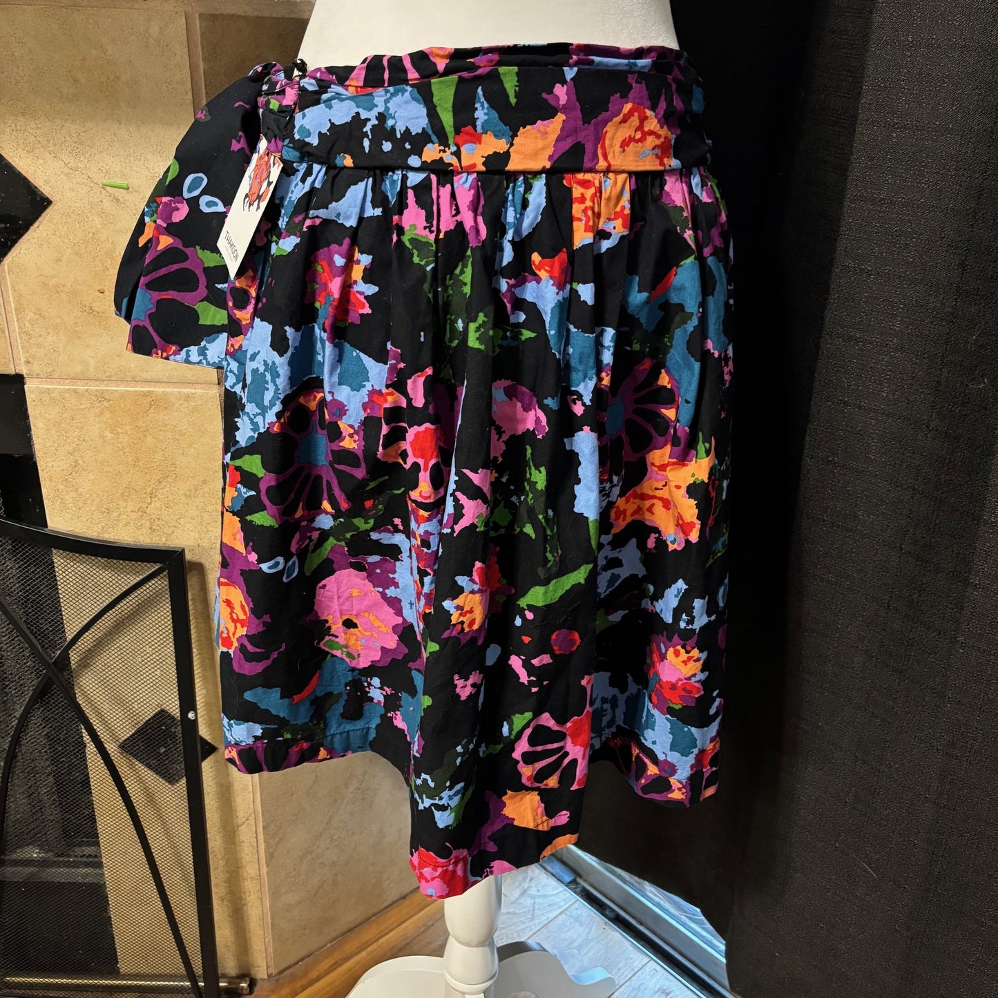 Thakoon for Target Black Floral Pleated Skirt with Tie Waist – Size 9 (NWT)