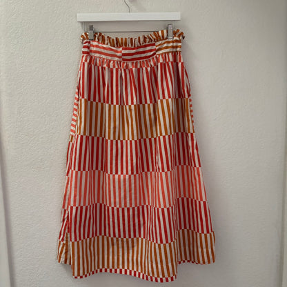 Who What Wear Striped Button Front Midi Skirt with Tie Waist – Size M
