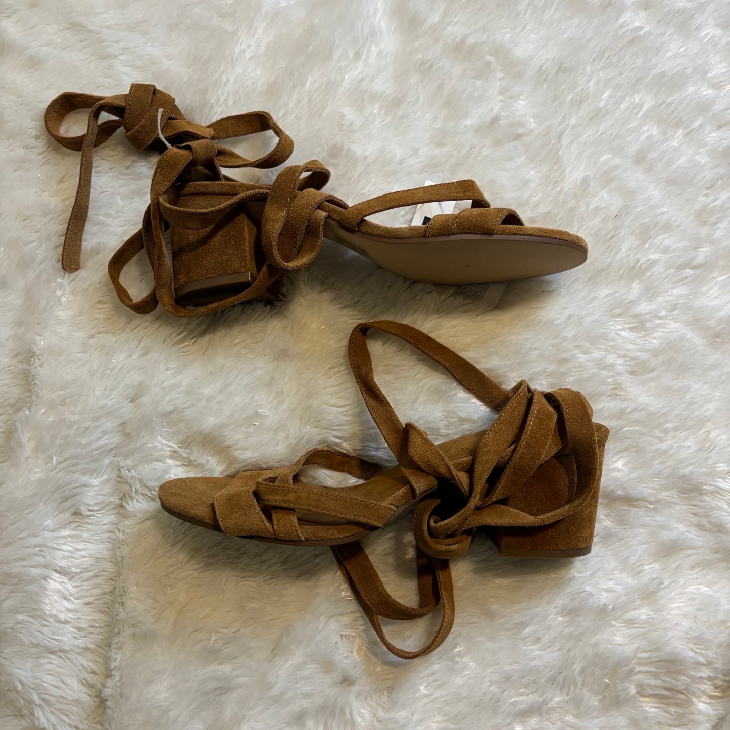 Gap Honey Suede Lace-Up Block Heel Sandals – Size 8 (NWT)
