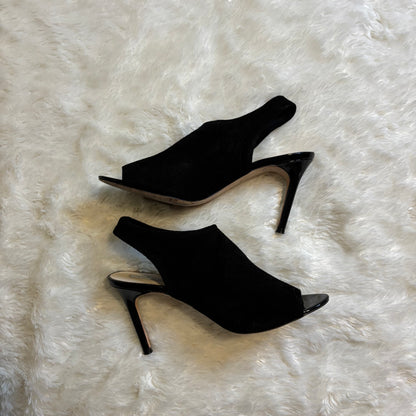 Cole Haan Black Suede Slingback Peep-Toe Stiletto Heels – Size 8