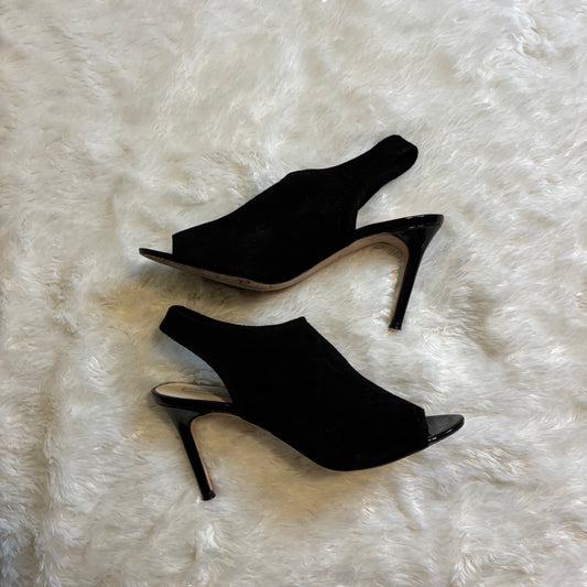 Cole Haan Black Suede Slingback Peep-Toe Stiletto Heels – Size 8