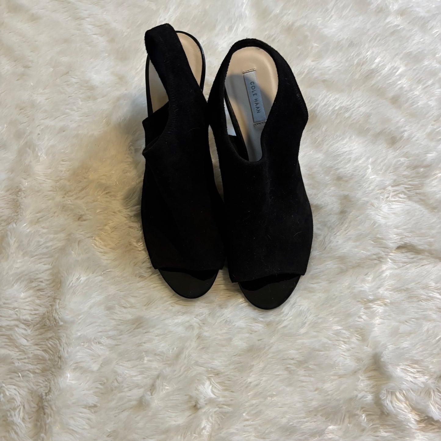 Cole Haan Black Suede Slingback Peep-Toe Stiletto Heels – Size 8