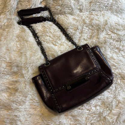 Diane von Furstenberg DVF Studded Leather Shoulder Bag with Chain Strap – Purple
