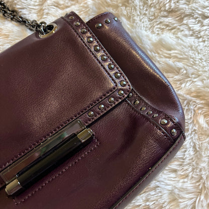 Diane von Furstenberg DVF Studded Leather Shoulder Bag with Chain Strap – Purple
