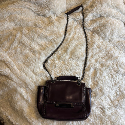 Diane von Furstenberg DVF Studded Leather Shoulder Bag with Chain Strap – Purple