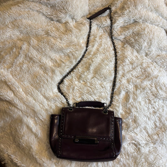 Diane von Furstenberg DVF Studded Leather Shoulder Bag with Chain Strap – Purple