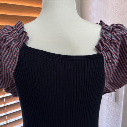Maeve by Anthropologie Plaid Puff Sleeve Sweater Dress – Size Medium