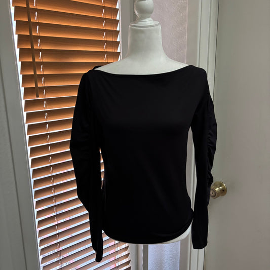 Anne Fontaine Black Ruched Long Sleeve Top – Size 3 (S/M)