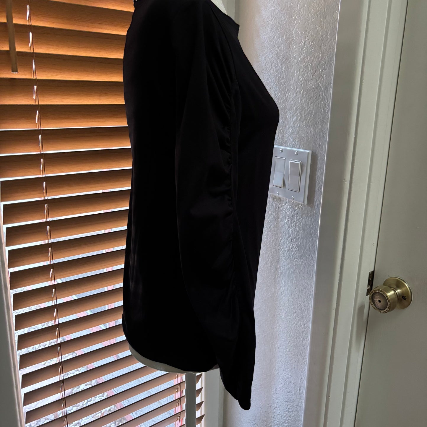 Anne Fontaine Black Ruched Long Sleeve Top – Size 3 (S/M)
