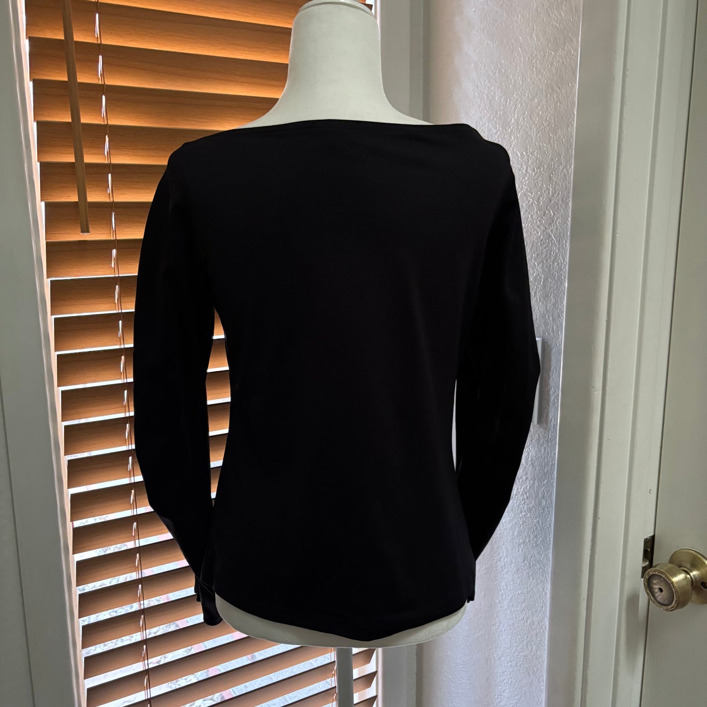 Anne Fontaine Black Ruched Long Sleeve Top – Size 3 (S/M)