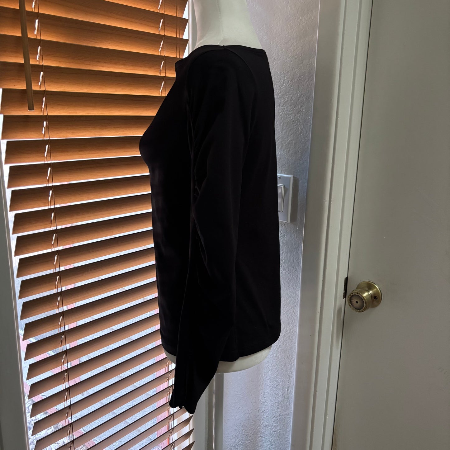 Anne Fontaine Black Ruched Long Sleeve Top – Size 3 (S/M)