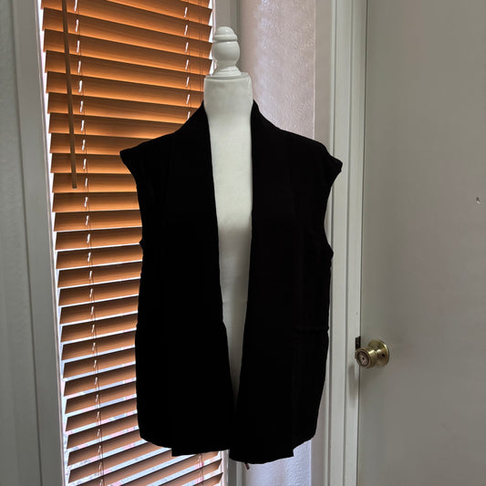 Calvin Klein Black Sleeveless Blazer Vest – Tie Waist Longline Jacket Size Medium