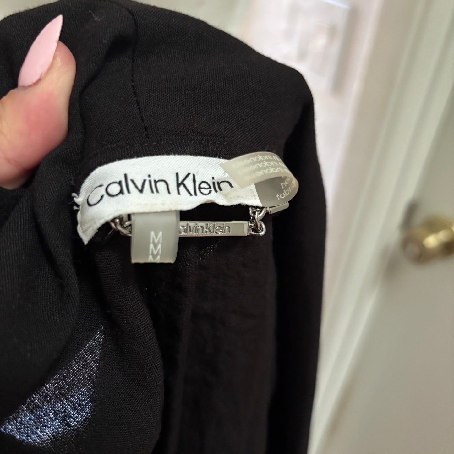 Calvin Klein Black Sleeveless Blazer Vest – Tie Waist Longline Jacket Size Medium