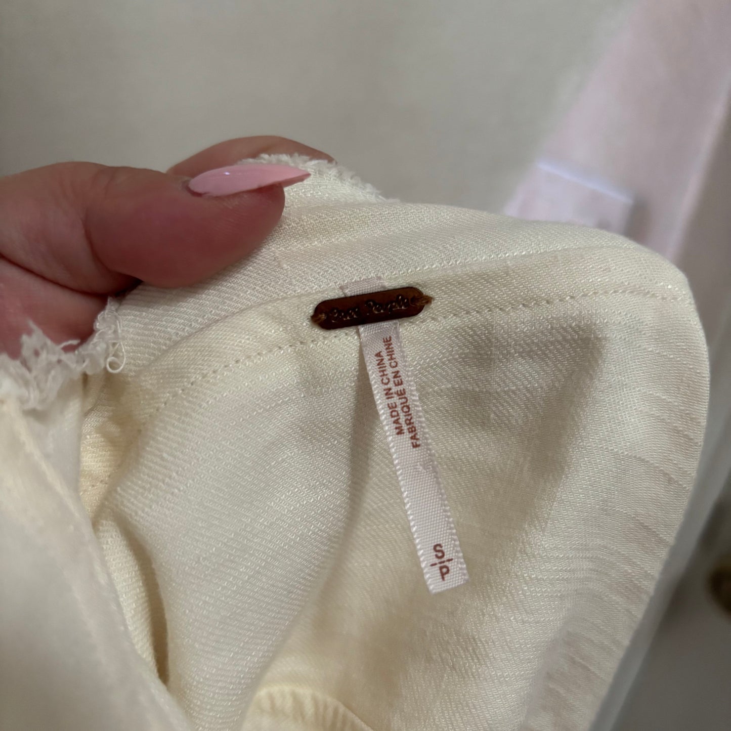 Free People Linen Blend Draped Open Front Jacket – Raw Hem – Size Small