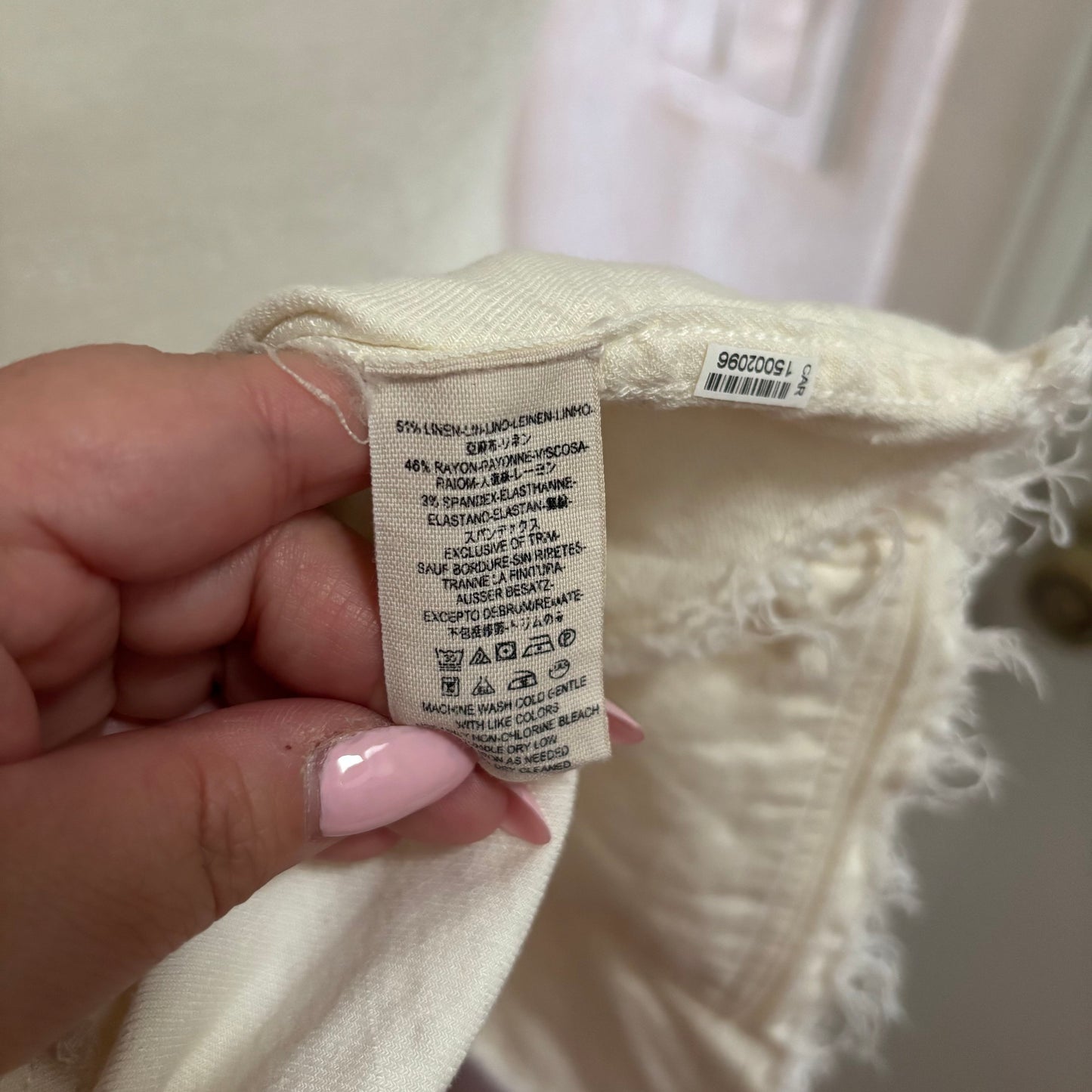 Free People Linen Blend Draped Open Front Jacket – Raw Hem – Size Small