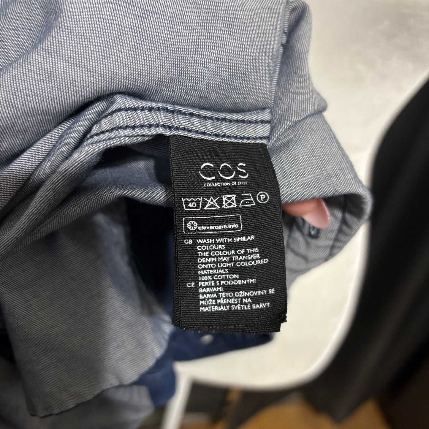 COS Dark Blue Denim Button-Down Shirt – Size Small