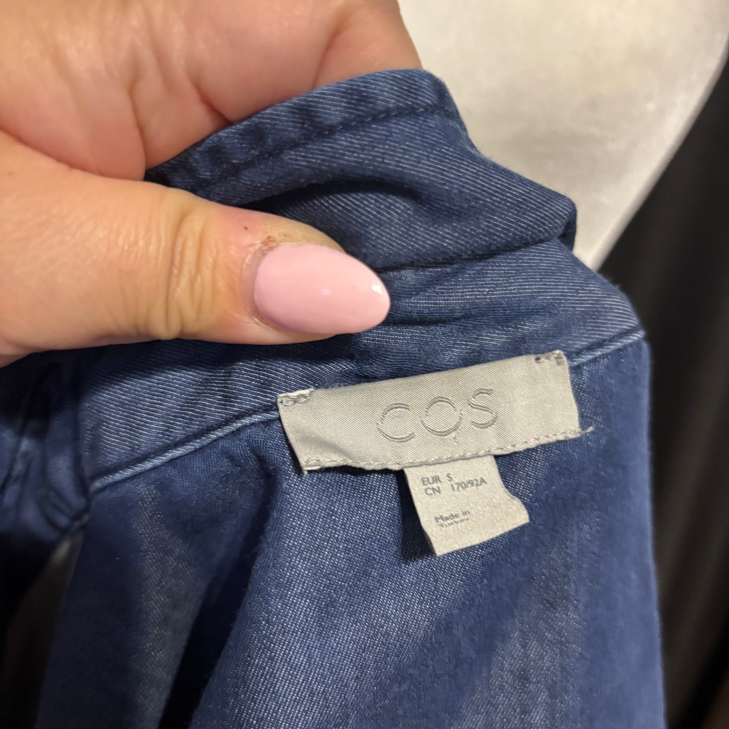 COS Dark Blue Denim Button-Down Shirt – Size Small