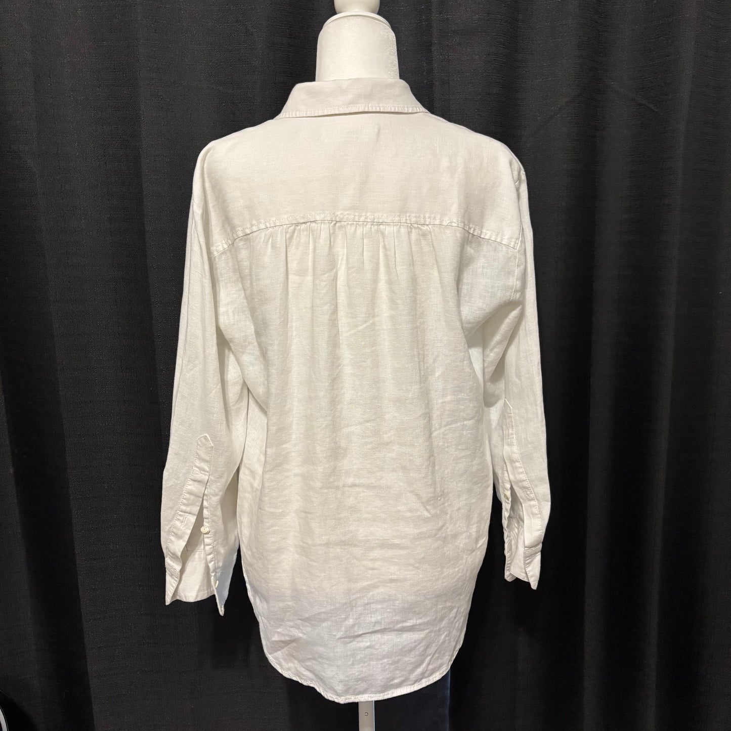 Out Of Office by Trina Turk Off White Linen Button Down Shirt Size Large