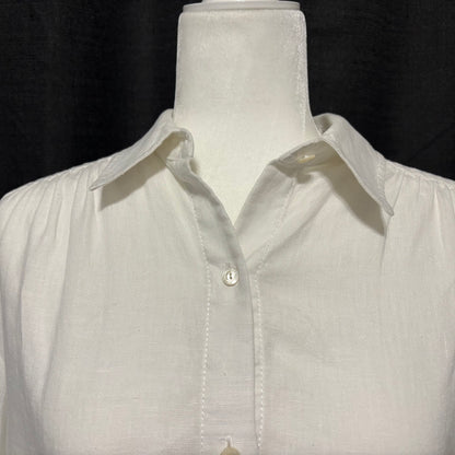 Out Of Office by Trina Turk Off White Linen Button Down Shirt Size Large
