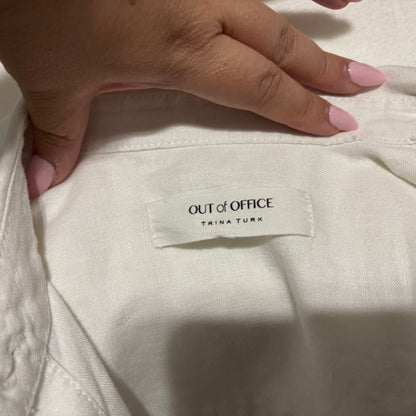 Out Of Office by Trina Turk Off White Linen Button Down Shirt Size Large