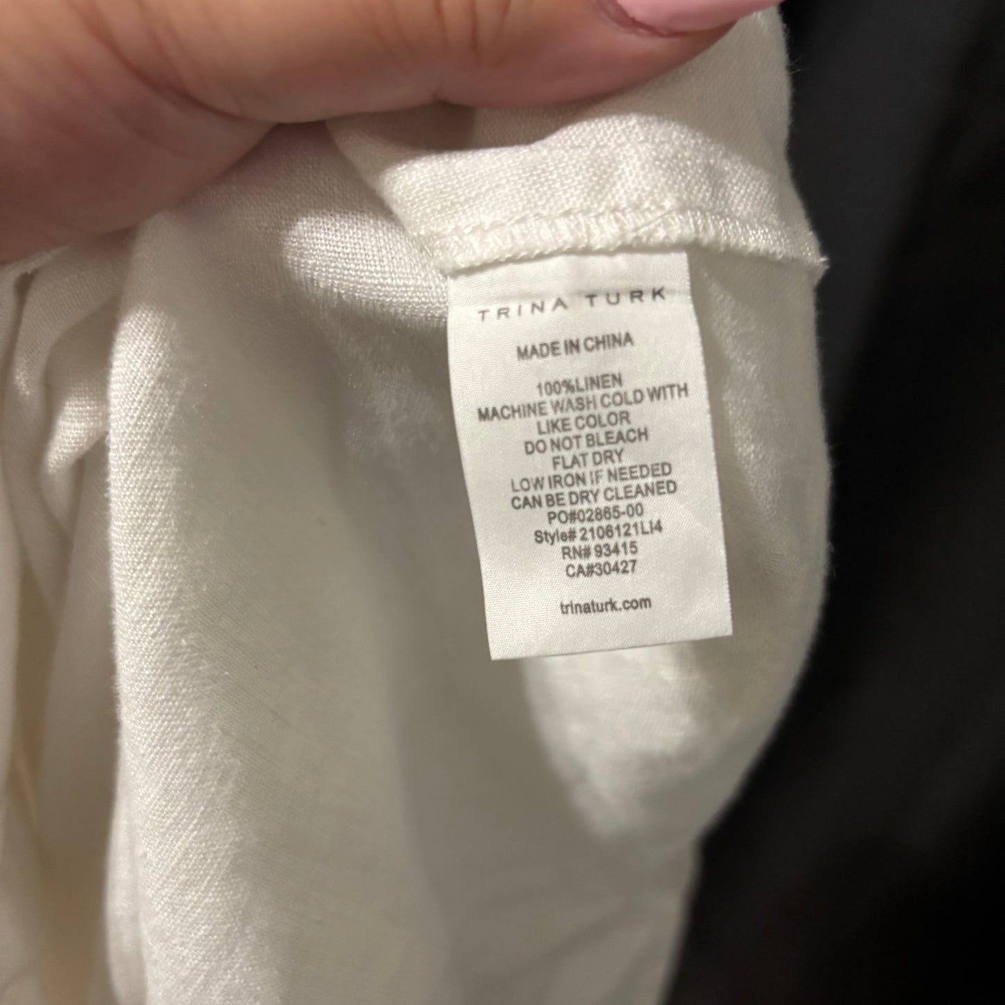 Out Of Office by Trina Turk Off White Linen Button Down Shirt Size Large