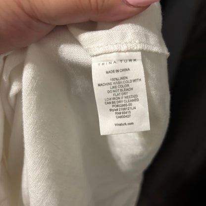 Out Of Office by Trina Turk Off White Linen Button Down Shirt Size Large