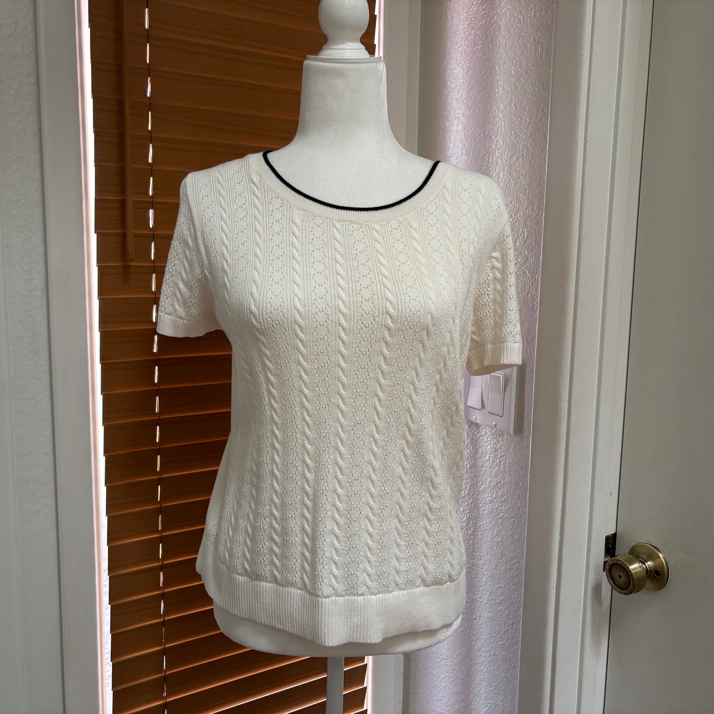 Brooks Brothers Cream Knit Cardigan & Matching Shell Top – Size Large