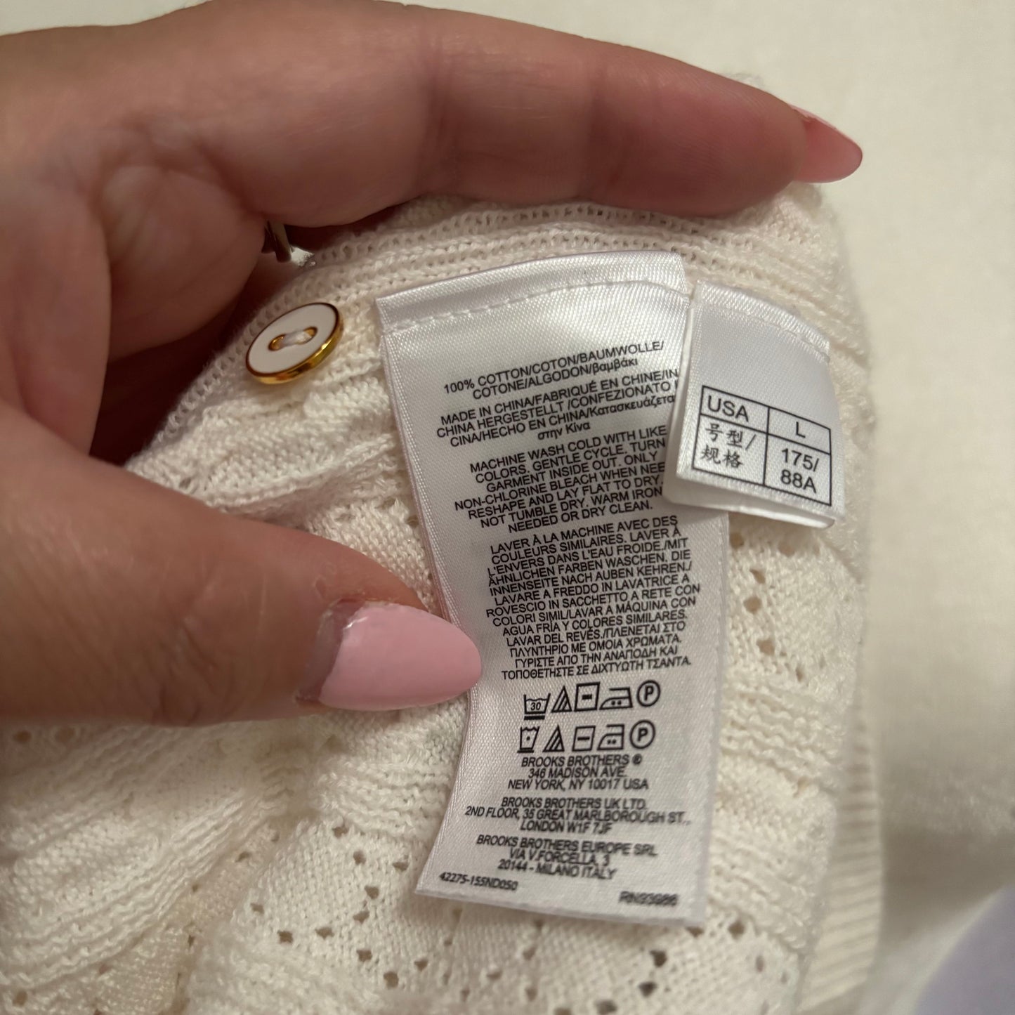 Brooks Brothers Cream Knit Cardigan & Matching Shell Top – Size Large