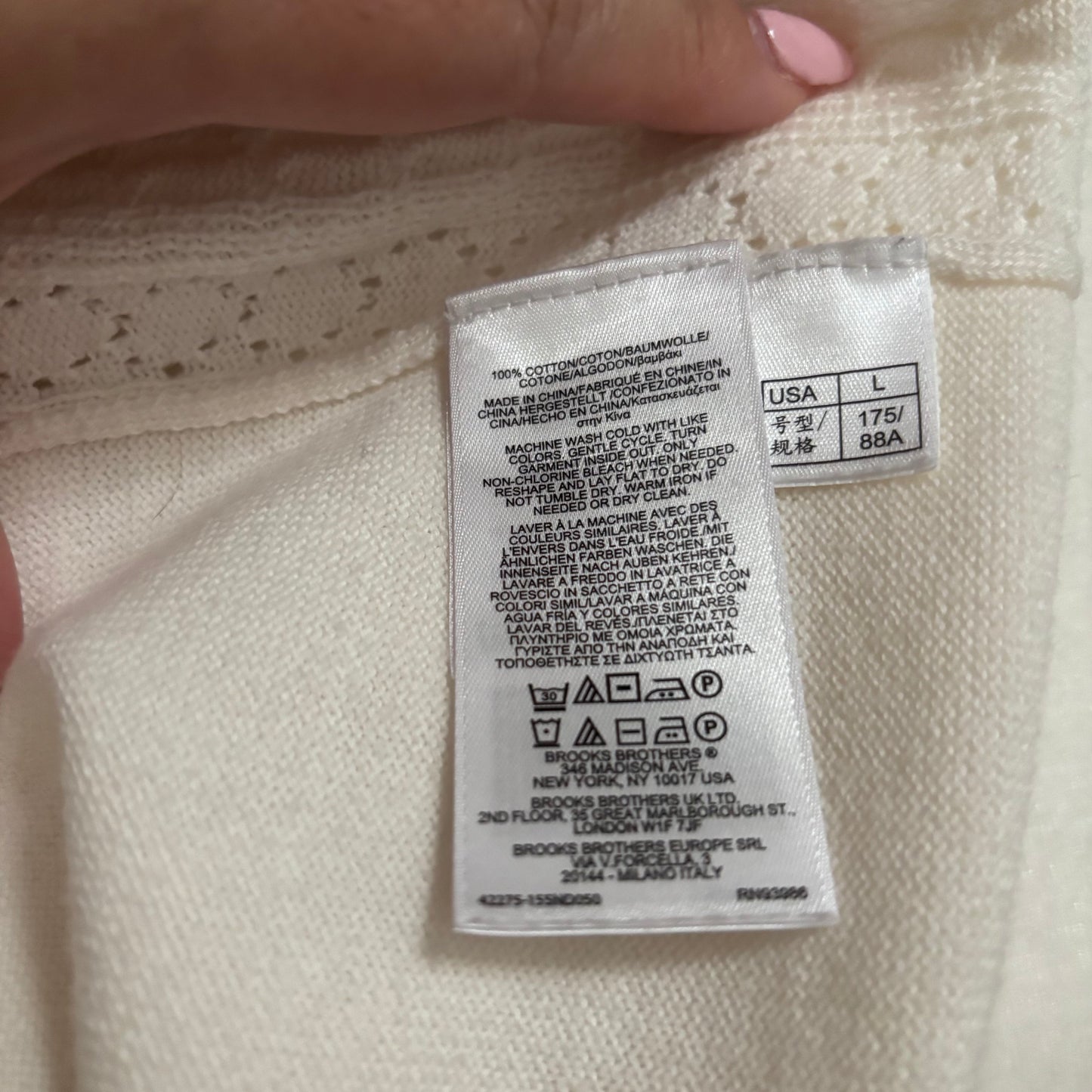 Brooks Brothers Cream Knit Cardigan & Matching Shell Top – Size Large