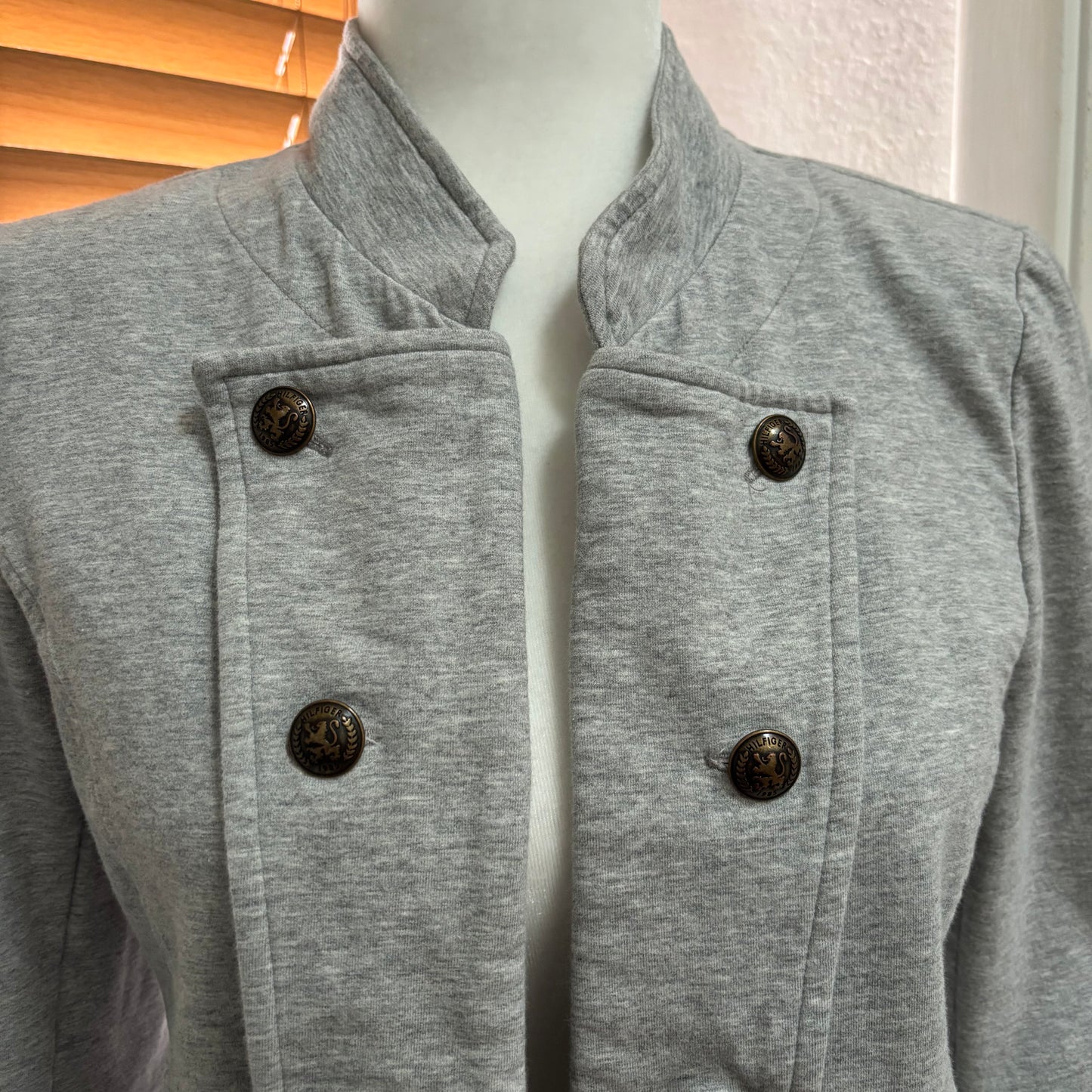 Tommy Hilfiger Gray Double-Breasted Military Style Jacket – Size Medium