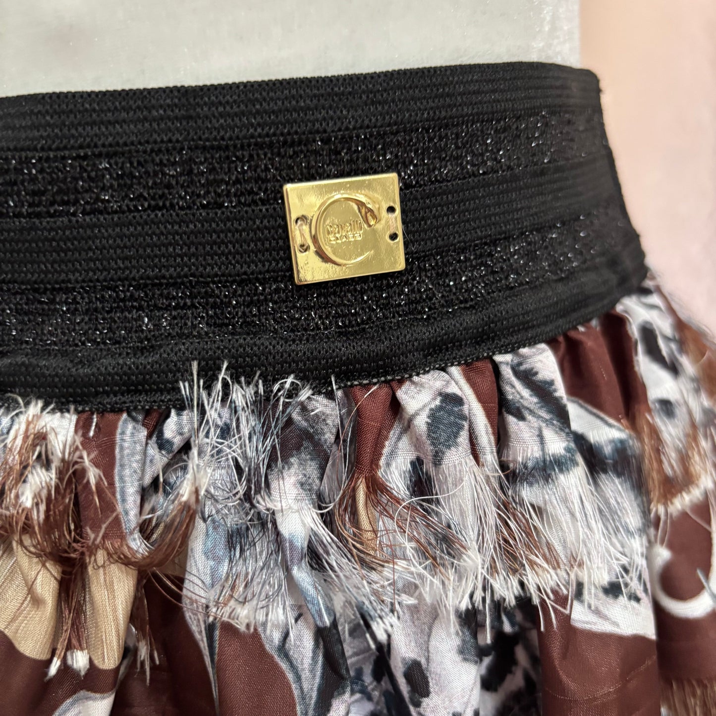 Cavalli Class Black & Brown Patterned Layered Skirt – Size 8