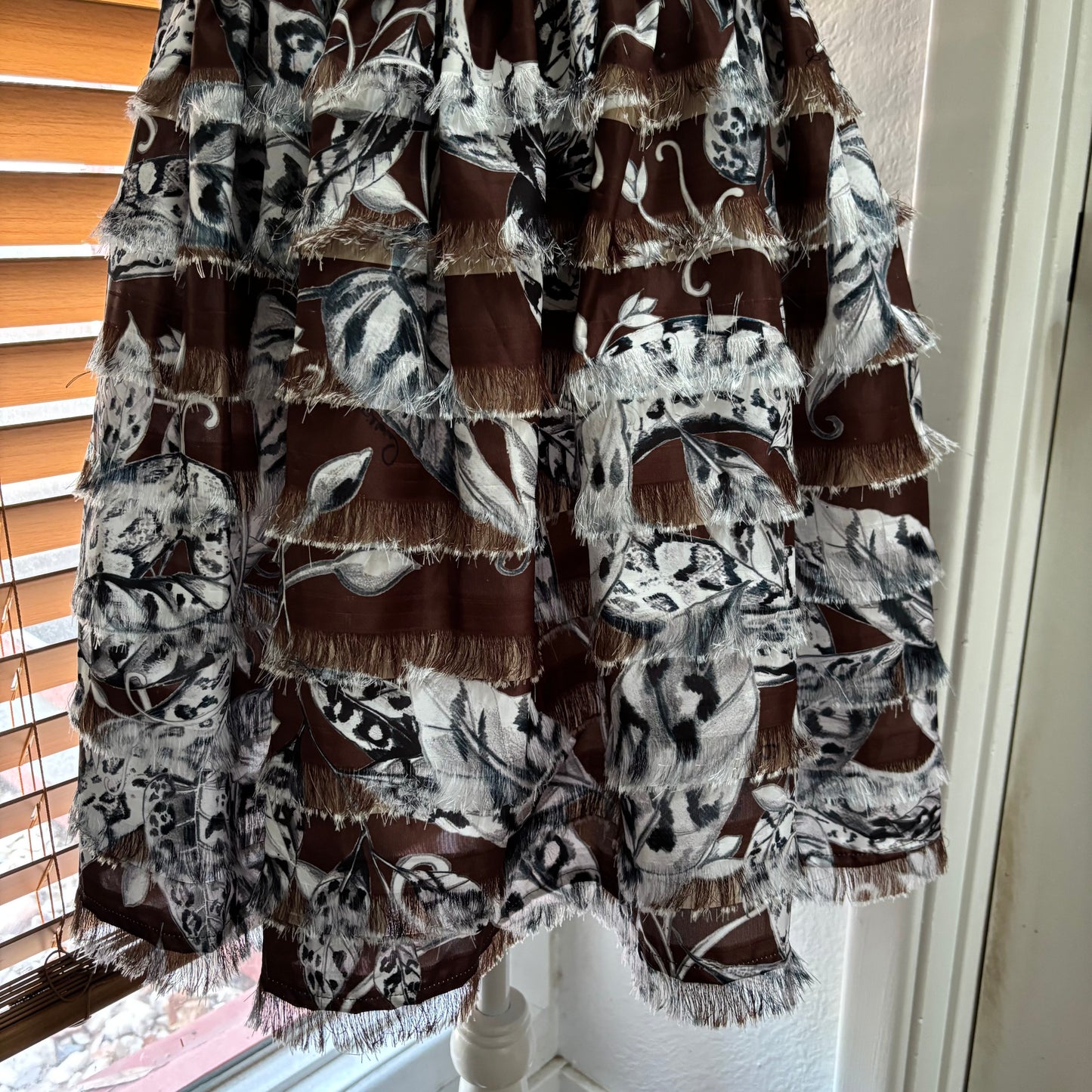 Cavalli Class Black & Brown Patterned Layered Skirt – Size 8