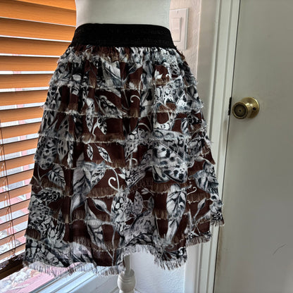 Cavalli Class Black & Brown Patterned Layered Skirt – Size 8
