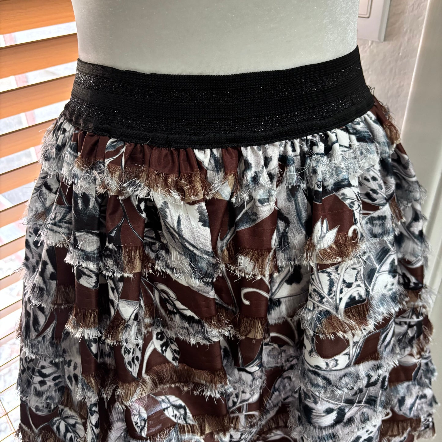 Cavalli Class Black & Brown Patterned Layered Skirt – Size 8
