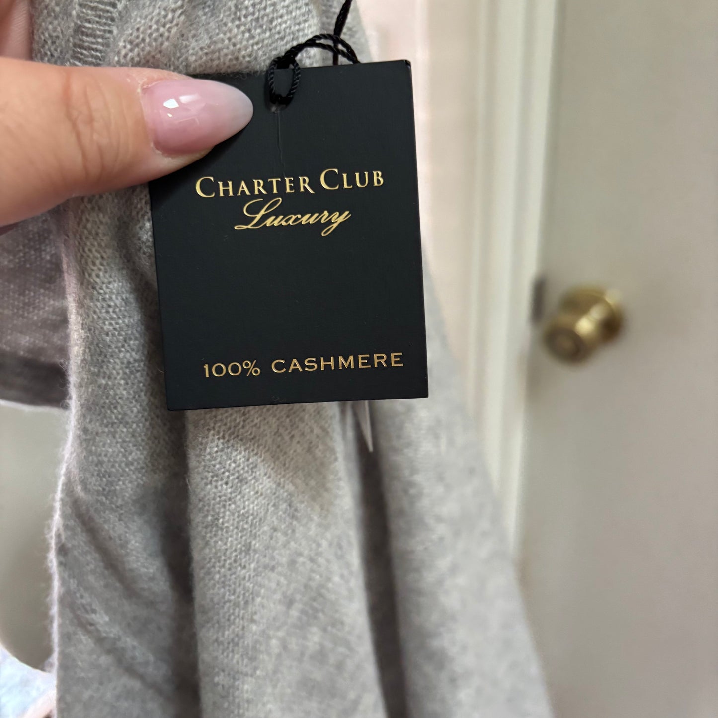 Charter Club 100% Cashmere Zip-Front Hooded Cardigan – Ice Grey Heather, Size Large
