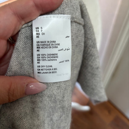Charter Club 100% Cashmere Zip-Front Hooded Cardigan – Ice Grey Heather, Size Large