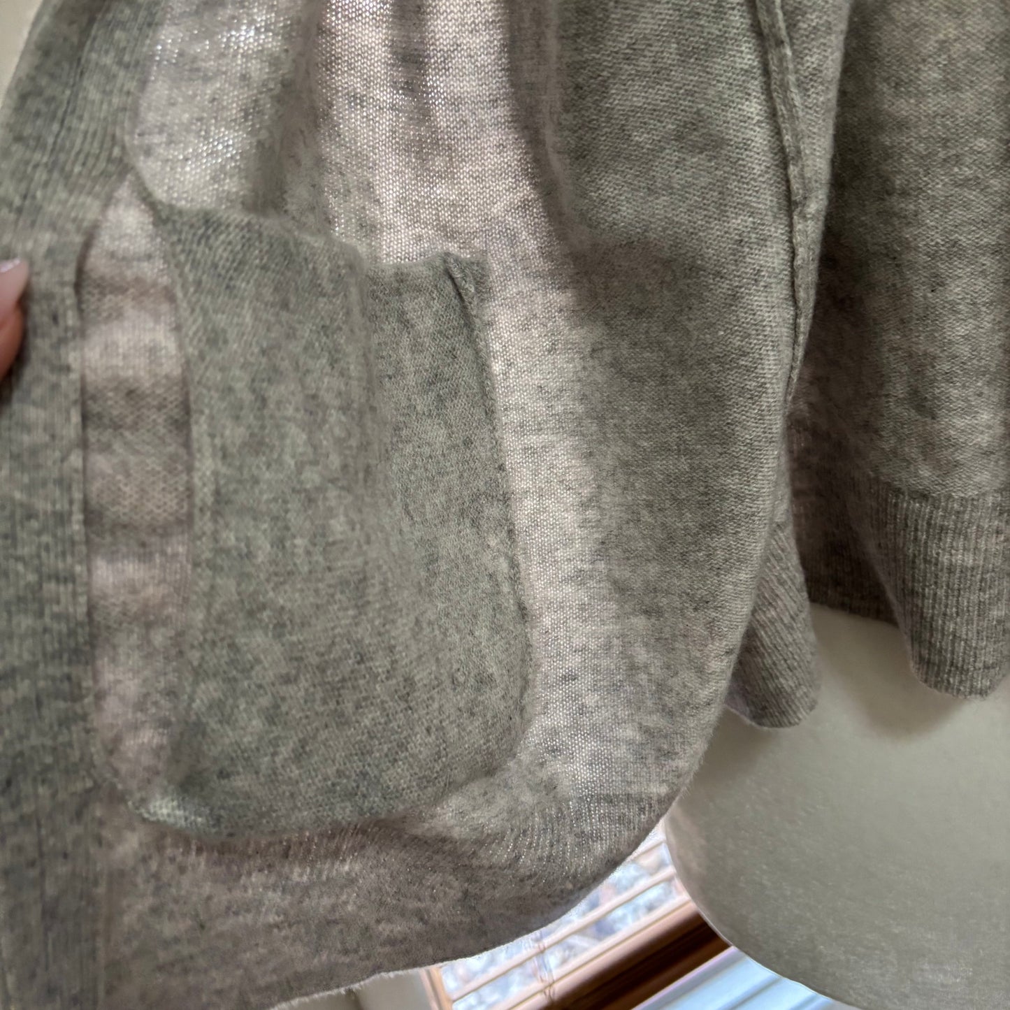 Charter Club 100% Cashmere Zip-Front Hooded Cardigan – Ice Grey Heather, Size Large