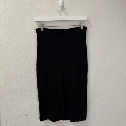 Reformation Black Ribbed Bodycon Midi Skirt Women’s Size L