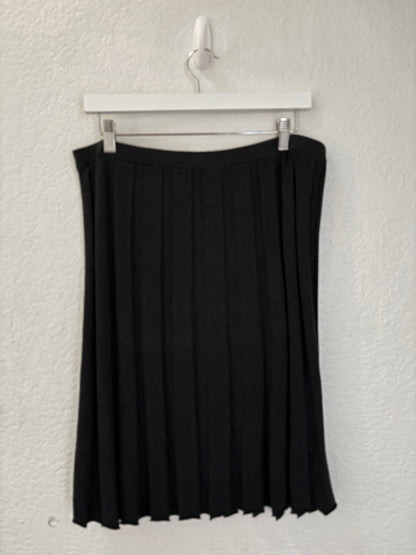 ISDA & Co. Black/Dark Charcoal Pleated Knit Skirt Silk Cashmere Blend Size L