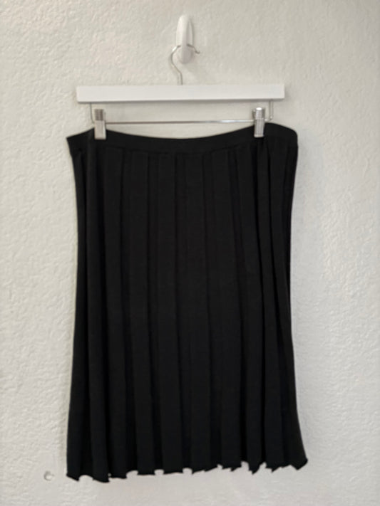 ISDA & Co. Black/Dark Charcoal Pleated Knit Skirt Silk Cashmere Blend Size L