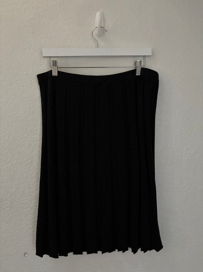 ISDA & Co. Black/Dark Charcoal Pleated Knit Skirt Silk Cashmere Blend Size L