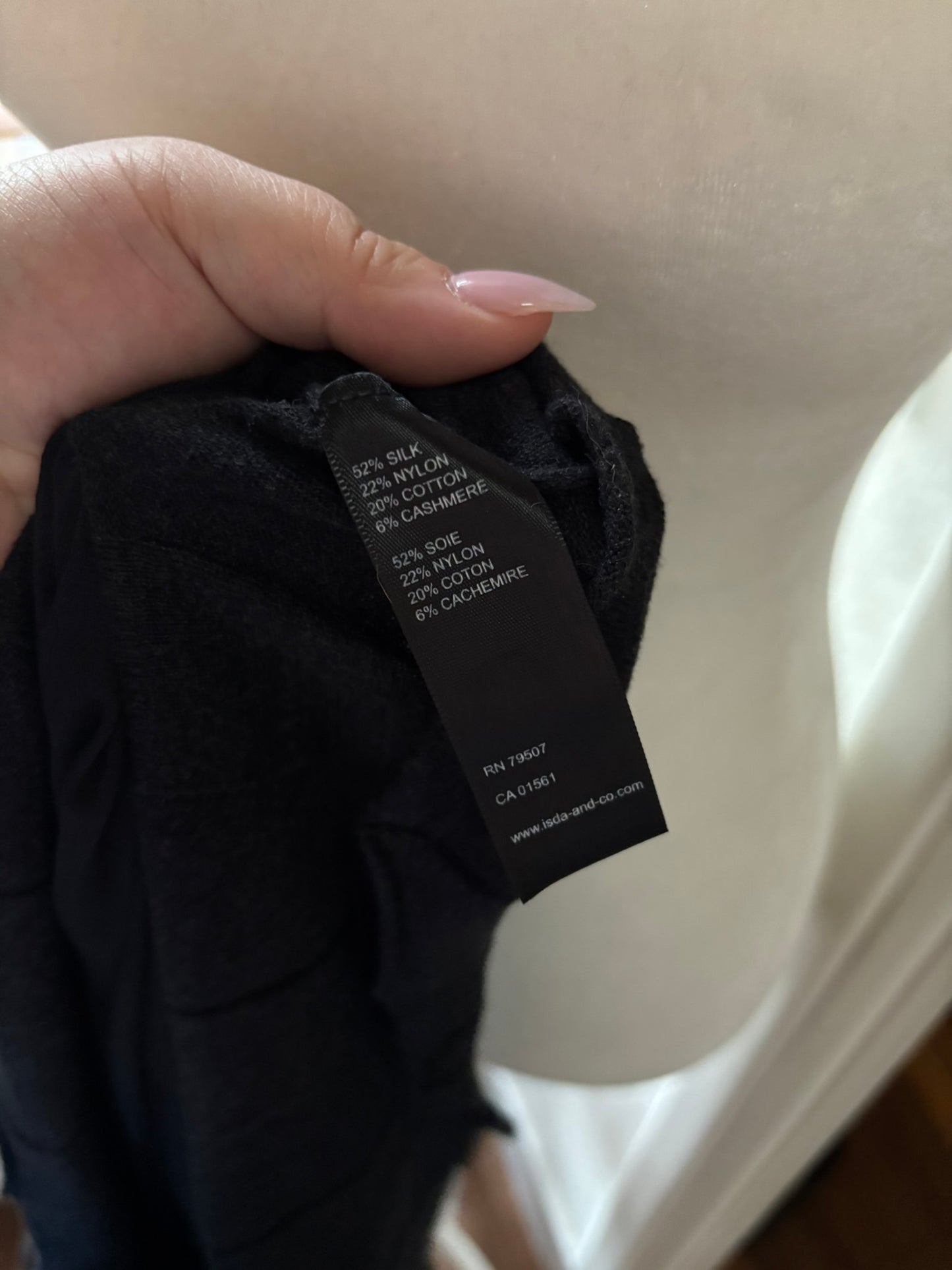 ISDA & Co. Black/Dark Charcoal Pleated Knit Skirt Silk Cashmere Blend Size L