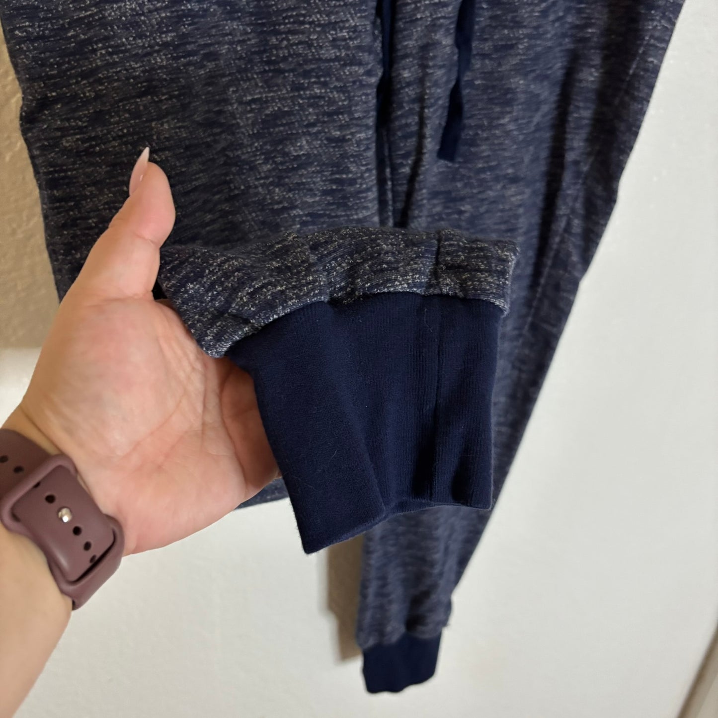 Express Women's Navy Blue Jogger Pants Size L – 100% Cotton Knit Sweatpants