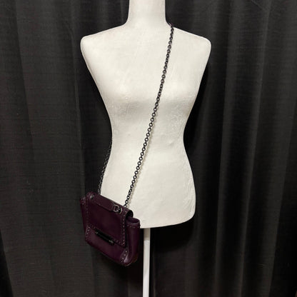 Diane von Furstenberg DVF Studded Leather Shoulder Bag with Chain Strap – Purple