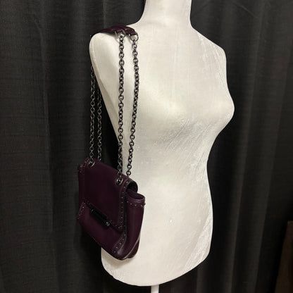 Diane von Furstenberg DVF Studded Leather Shoulder Bag with Chain Strap – Purple